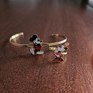 BRACELET & RING Adjustable Sizing Vintage Mickey & Mini Mouse NEVER WORN.